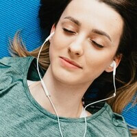 girl with dental headphones